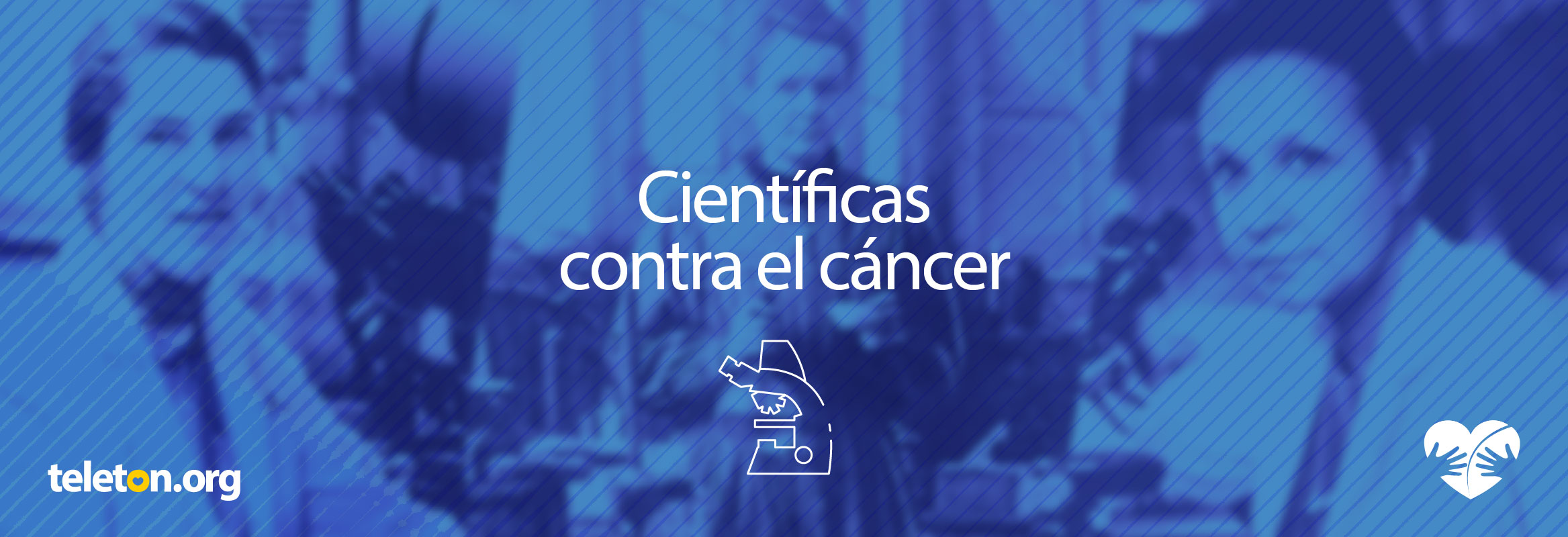 imagen de tres mujeres cientificas con el texto cientificas contra el cáncer