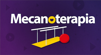 Fondo morado con texto blanco: Mecanoterapia