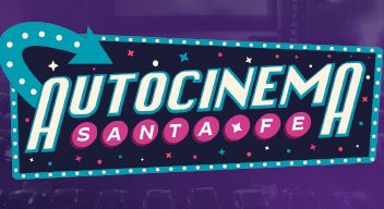 Imagen del logo del Autocinema Santa Fe. El logo es una marquesina con el texto: Autocinema Santa Fe.