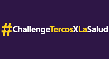 Imagen preliminar. Texto blanco sobre fondo morado: #ChallengeTercosXLaSalud