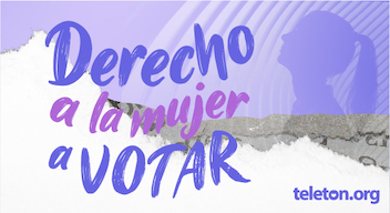 Diseño de fondo blanco con texto morado: Derecho de la mujer al voto