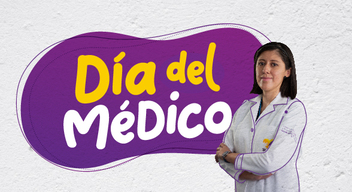 Imagen con fotografía de una doctora y el texto que dice Día del Médico