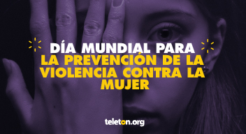 Imagen con foto del rostro de una mujer y su mano tapando la mitad de él, con el texto Día Mundial para la Prevención de la Violencia Contra la Mujer