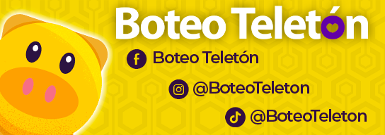 Texto blanco sobre fondo amarillo: Redes sociales de Boteo Teletón