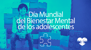 Imagen con foto de un niño sonriendo entre piezas de rompecabezas y el texto Día Mundial del Bienestar Mental de los Adolescentes