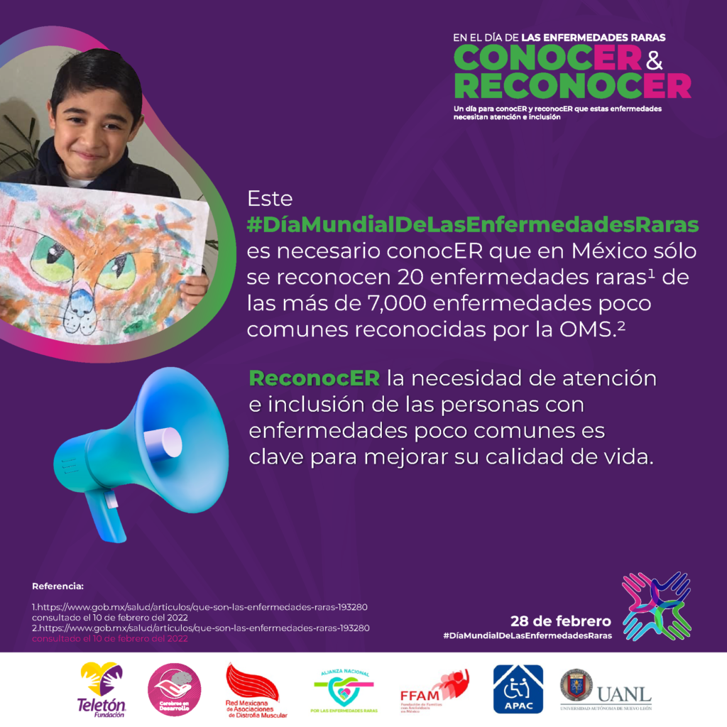 Este #DíaMundialDeLasEnfermedadesRaras es necesario conocer que en México solo se reconocen 20 enfermedades raras de las más de 7000 enfermedades poco comunes reconocidas por la OMS. Reconocer la necesidad de atención e inclusión de las personas con enfermedades poco comunes es clave para mejorar su calidad de vida.