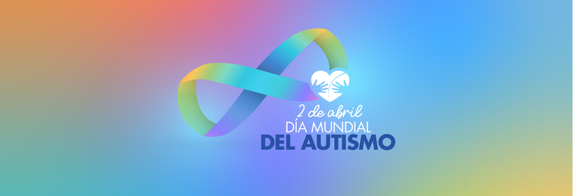 Ilustración de un listón de infinito (en forma de 8) con el corazón de Teletón y el texto: 2 de abril, Día Mundial del Autismo