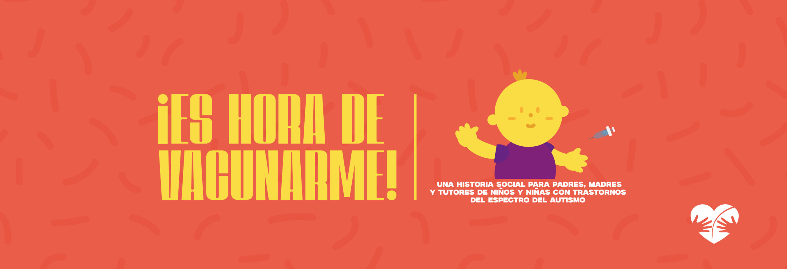Imagen con ilustración de un niño contento recibiendo una inyección y el texto ¡Es hora de vacunarme!